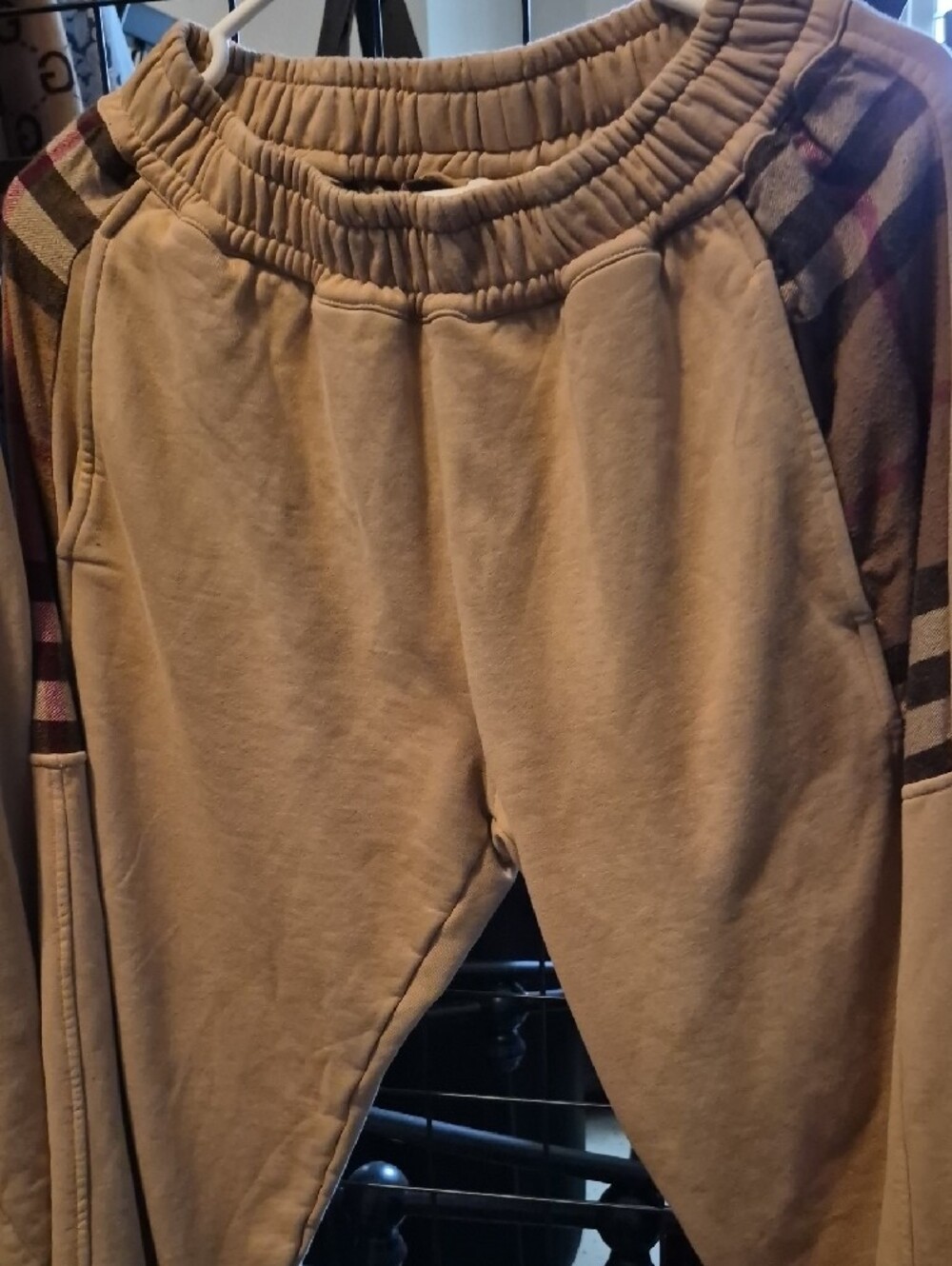 Burberry Beige Zip Hoodie with Plaid Hood Lining - Picture 2 of 6